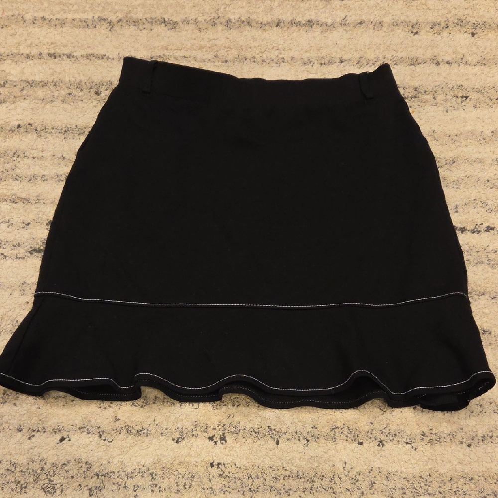 LOFT Black Ruffle Mini A Line Skirt Size Small